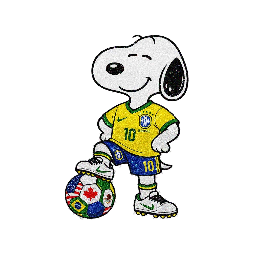 Cartoon Dog Soccer Glitter Sticker